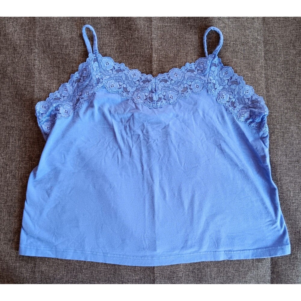 Shirt Size 18 To 20 Avenue womans Blue Speghetti Strap tank With Lace